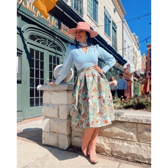 NWT Anthropologie Sunday in Brooklyn Floral Jacquard A-Line Midi Skirt S Petite - Picture 12 of 16